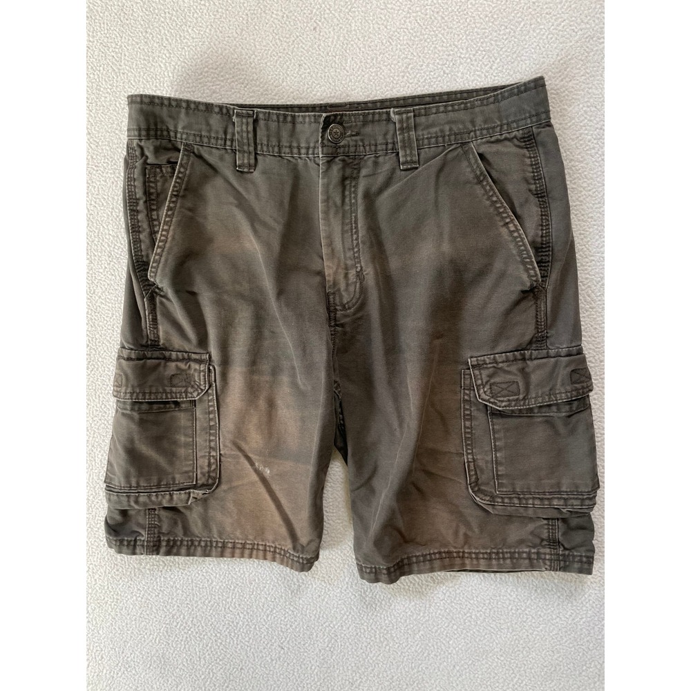 C.E. Schmidt Mens 34 Cargo Shorts Brown Faded Canvas Workwear 34x10 Distressed